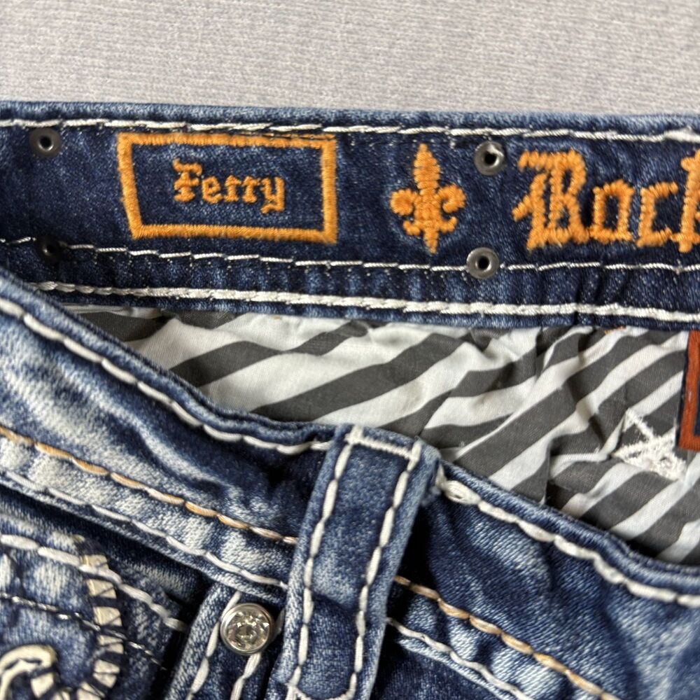 Rock Revival Jeans Womens 29 Ferry Distressed Embellished Mid Rise Boot Whisker - Picture 6 of 13